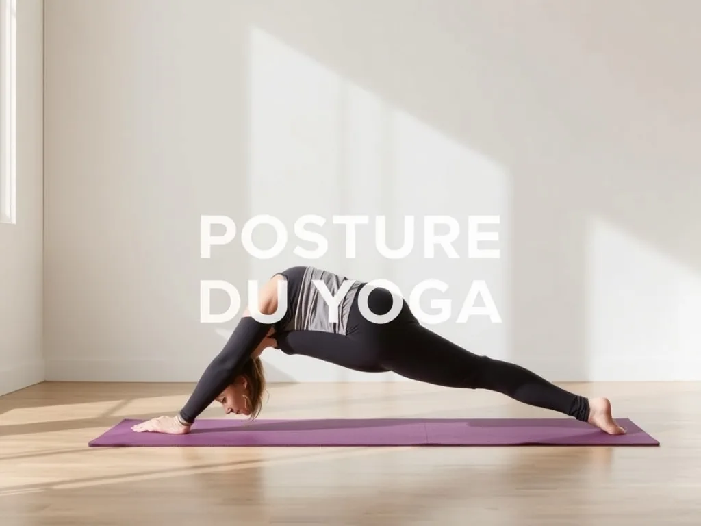 Femme en posture du yoga sur tapis, séance douce en intérieur