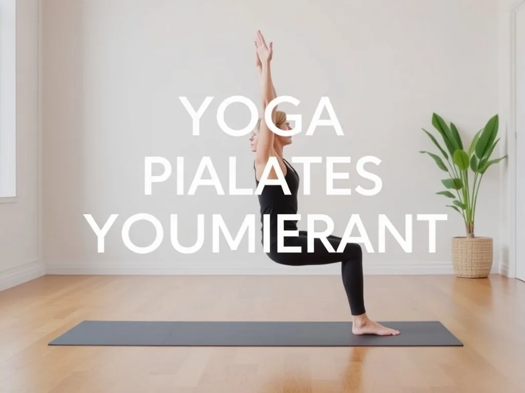 Une personne en tenue confortable tient une posture de yoga au sol avec une sangle, un tapis et une brique à côté, dans un salon lumineux.