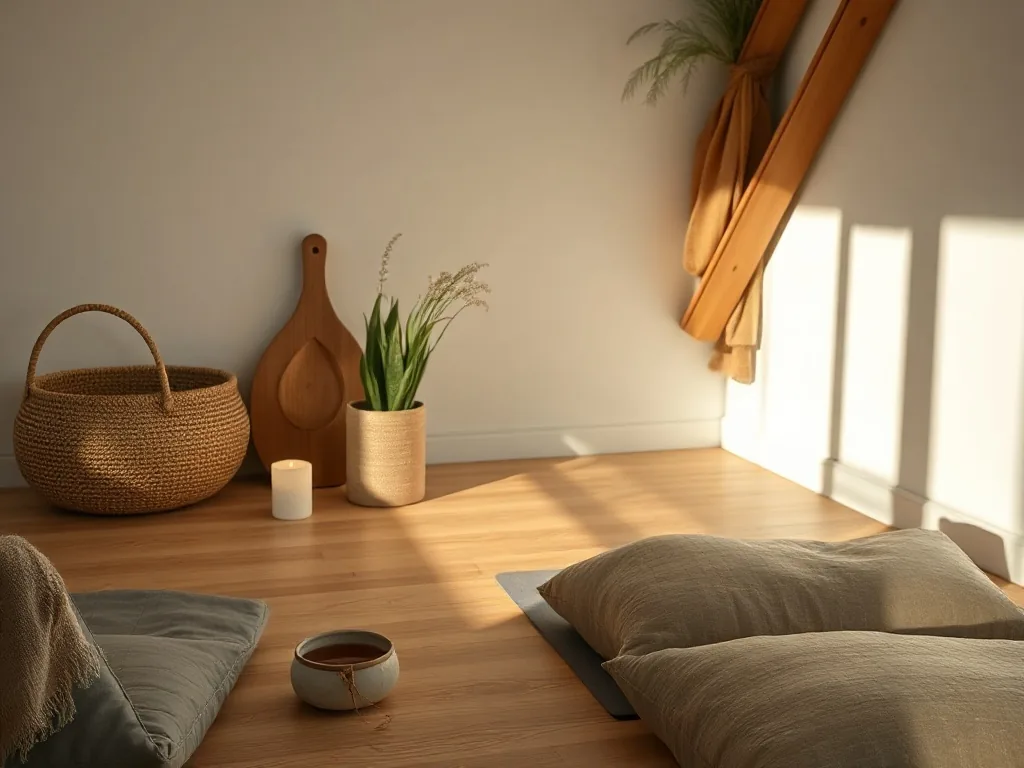 Une femme enceinte assise sur un tapis de yoga, les mains posées sur le ventre, le dos droit dans une posture d’auto-agrandissement, dans un salon lumineux.